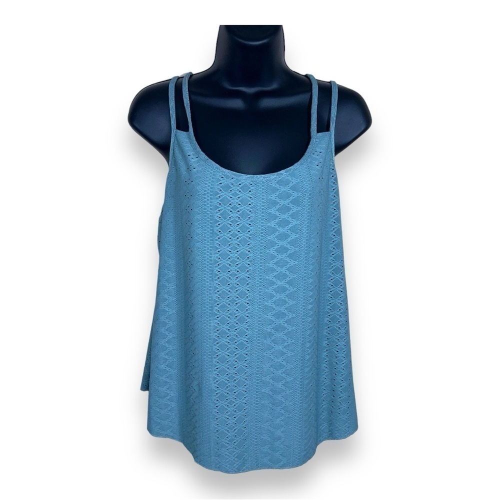 LARGE GREEN LACE STRETCH TANK FLOWY BOHO CASUAL